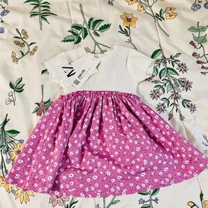 Zara baby pink floral mix dress